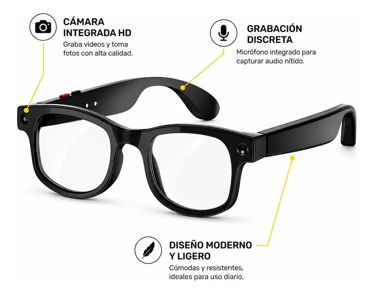 Gafas inteligentes con Cámara HD, Bluetooth  y AI