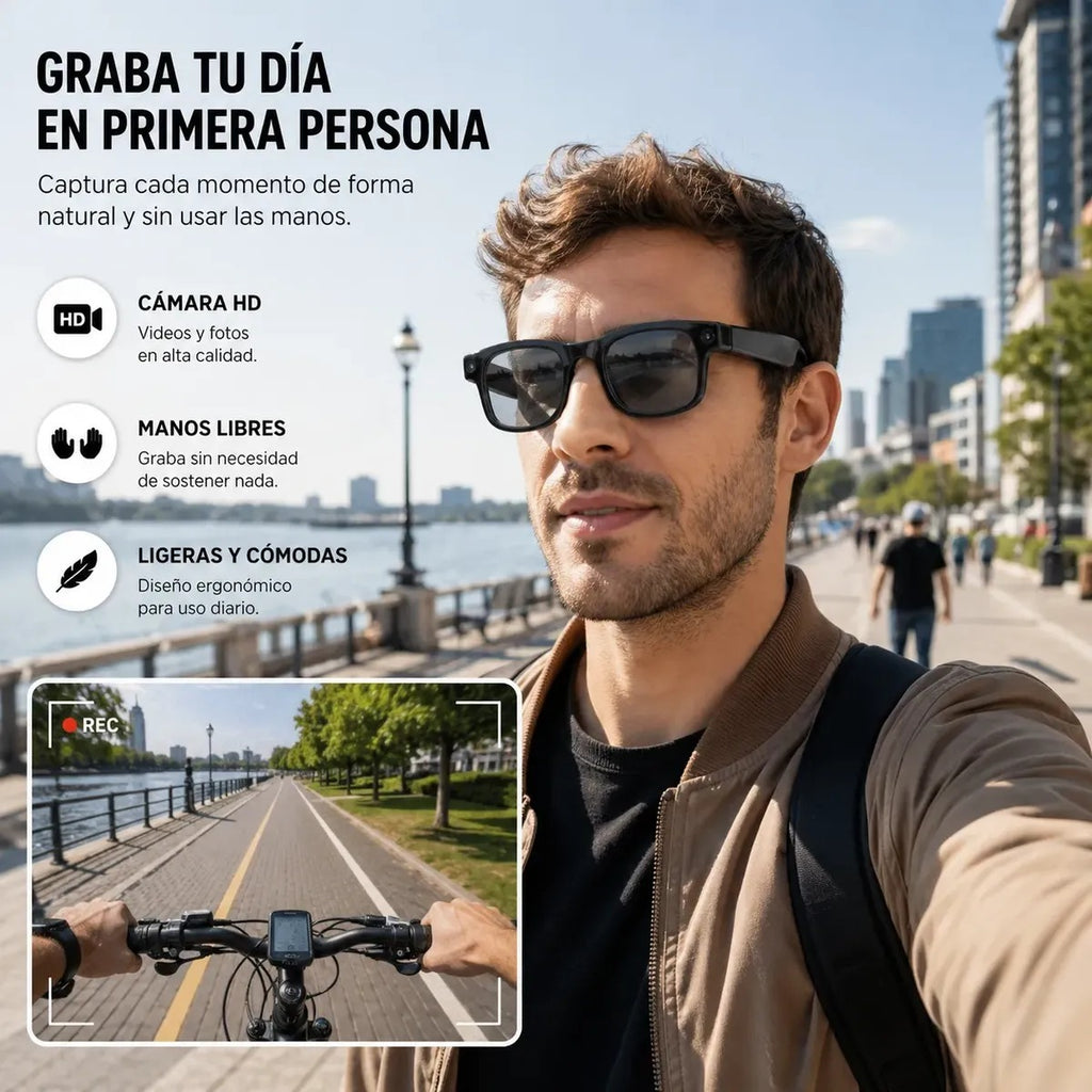 Gafas inteligentes con Cámara HD, Bluetooth  y AI