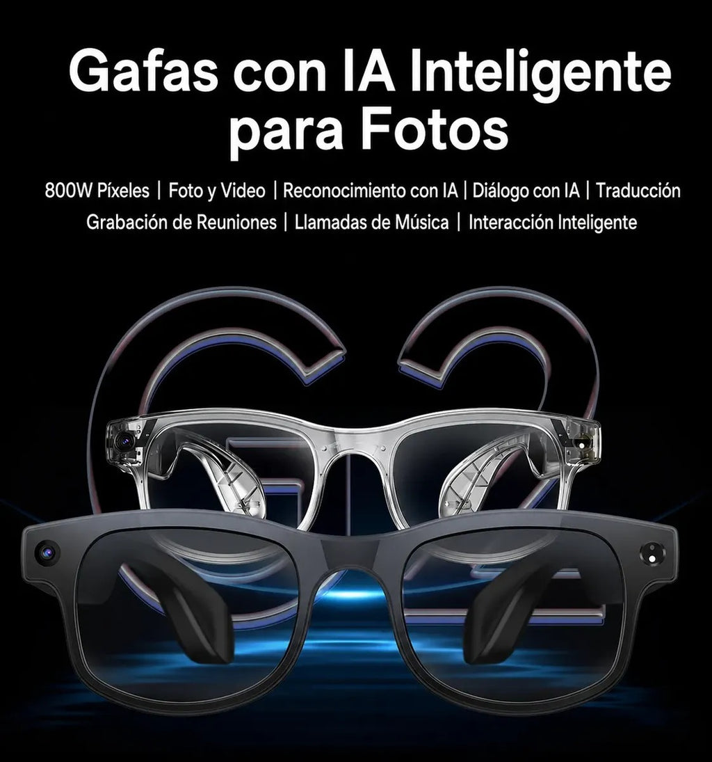 Gafas inteligentes con Cámara HD, Bluetooth  y AI